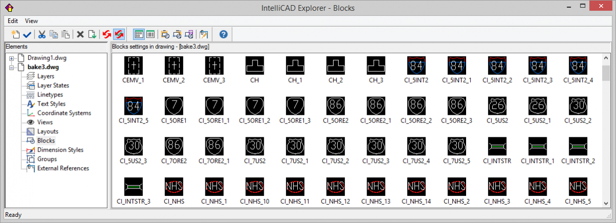 IntelliCAD Explorer - Blocks browser